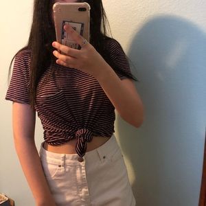 American Eagle Soft & Sexy Striped Pocket Tee